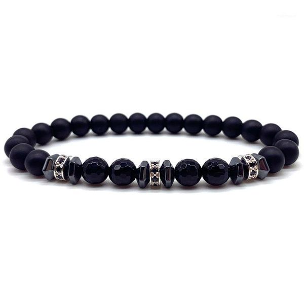 

charm bracelets pulseras hombre 2021 classic geometric strand bracelet handmade natural black stone for men jewelry gift1, Golden;silver