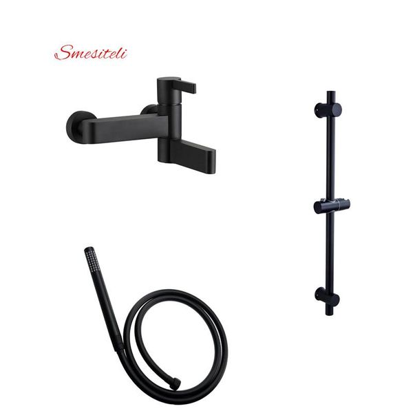 

smesiteli 10 year warranty matte black finish brass bathroom shower faucet set mixer tap with shower sliding bar bath set bbyqiu lipper