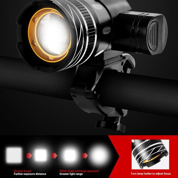 

5000mah bicycle light set t6 usb rechargeable battery adjustable zoom bike front headlight cycling lamp