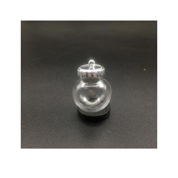 

1set 20*12mm hollow glass globe with setting base beads cap set orb glass vials pendant glass bottle jewelry pendant 1 bbytns, Black