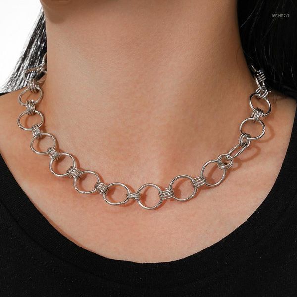 

new fashion circle chain clavicle necklace for women round necklace choker jewelry gifts1, Golden;silver