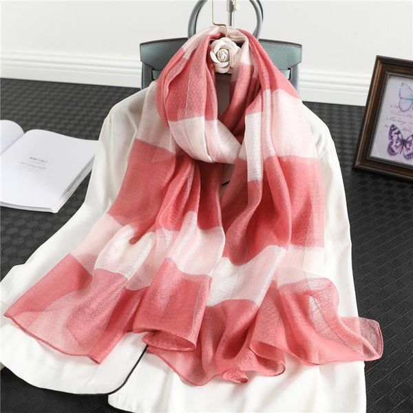 

2020 new autumn winter silk scarf real wool pashmina shawls and wraps striped colored long scarves foulard female bandana wmtivg bdesybag, Blue;gray