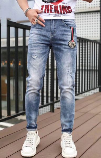 

mens designer jeans distressed ripped biker slim fit motorcycle biker denim for men s fashion mens skinny motorcycle jeans, Blue
