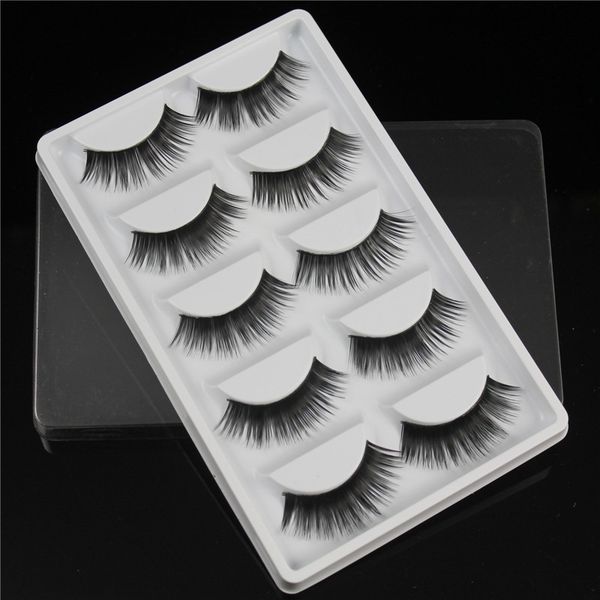

5 pairs per set natural thick synthetic eye lashes makeup handmade fake cross false eyelashes