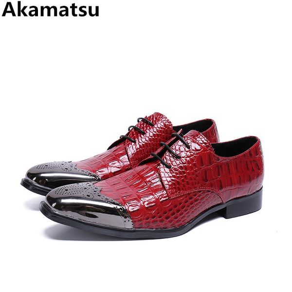 

sapato social masculino red genuine leather dress wedding oxford shoes for men metallic office designer shoes crocodile loafers, Black