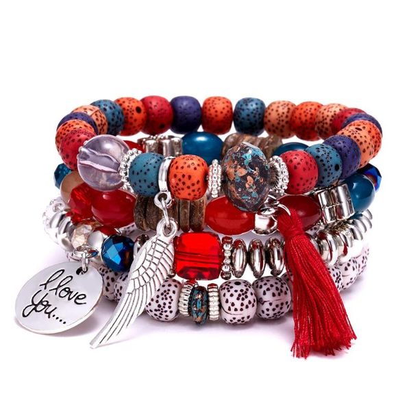 

charm bracelets female vintage bracelet crystal bead for women jewelry bohemia tassel natural stone charms wristband gift, Golden;silver