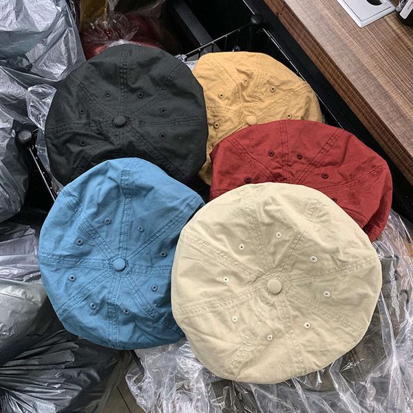 

women's korean pure beret color painter's hat, Blue;gray