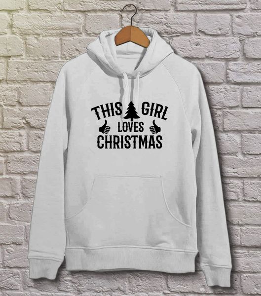 

fashion letter print christmas hooded women's sweater loose multi color trend, Black