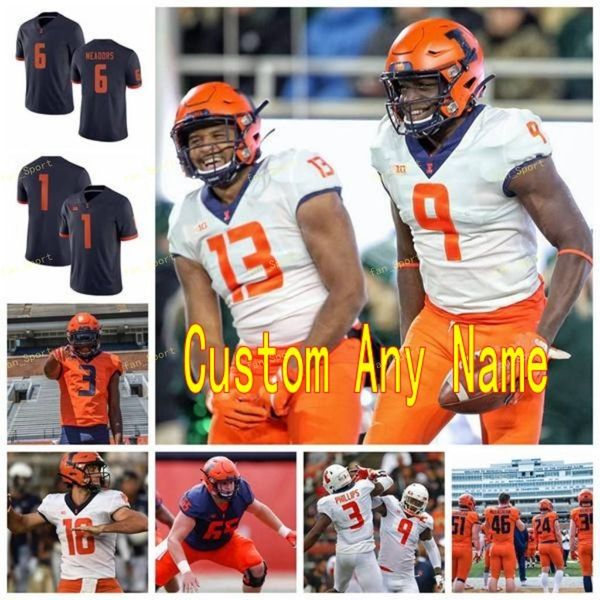 

custom illinois fighting illini college football jerseys 5 milo eifler rashard mendenhall trevon sidney 50 dick butkus men women stitched, Black