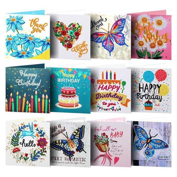 

5d diy special shaped diamond painting card christmas xmas craft gift birthday festival card santa claus postcards 4/8/12pcs1