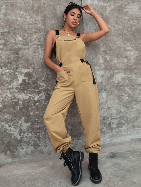 

pocket front zip detail overall jumpsuit q8ng#, White