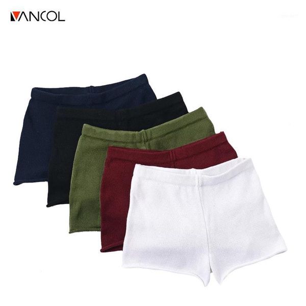 

women's shorts vancol 2021 arrival spring red women ladies high elastic waist loose summer short pants female knitted shorts1, White;black