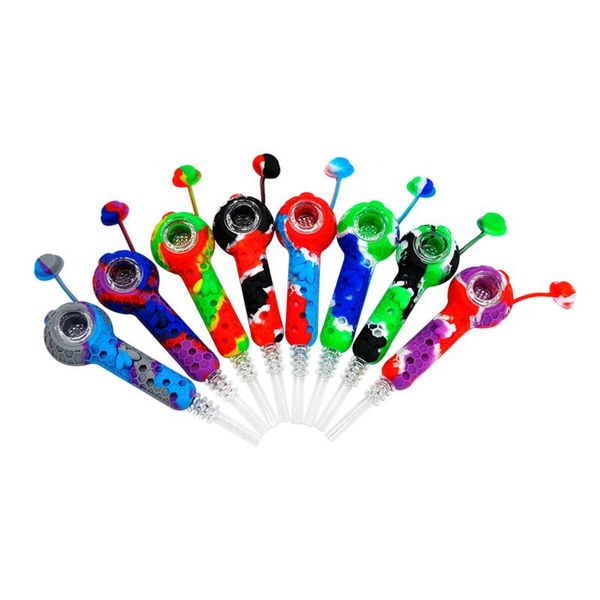 Outros acessórios para fumantes Kit de coletor de norto de silicone de abelha com pontas de quartzo TIPS NECTOR PIPES MINI -NC FERRO PARA BONGOS DE ÁGUA VIDRO