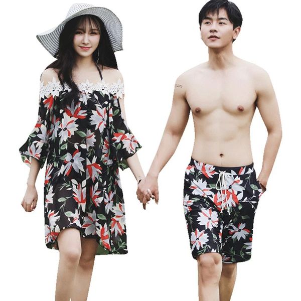 

couple swimsuit sweet bikini three-piece swimwear bikini men's beach pants