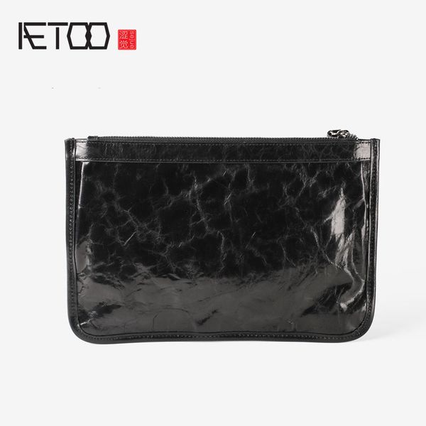 

hbp aetoo men's leather handbag, casual zipper hand bag, men's personality hand-picked bag
