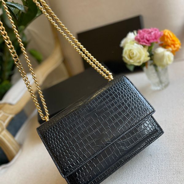 

2021retro classic shoulder bag female designer handbag large capacity 24cm crocodile pattern flap chain wallet sacoche messenger diagonal ba