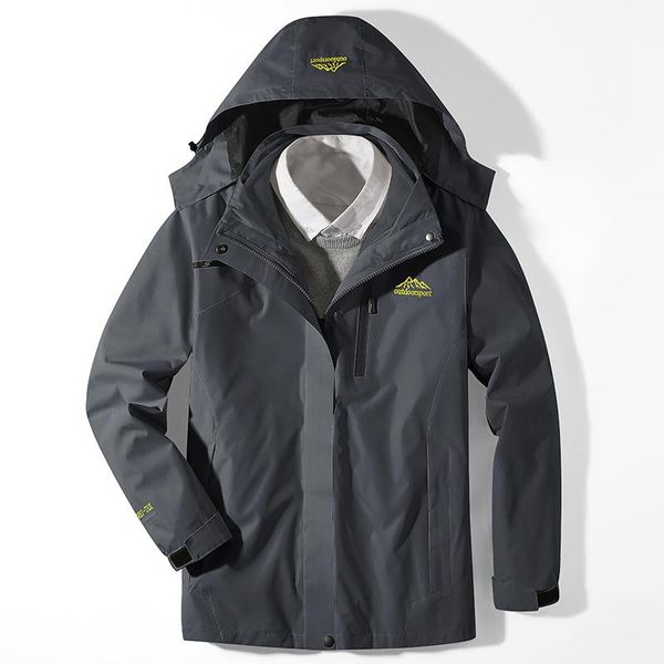 

outdoor jackets&hoodies adults winter autumn 2pcs jackets fleece + cardigan waterproof tactical windbreakers sportswear hiking trench coat m, Blue;black