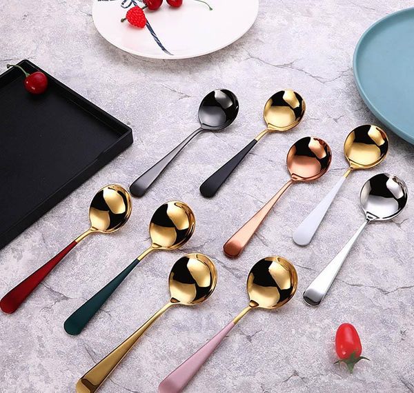 

luxury creativity stainless steel small round spoon household thickening spoon l restaurant bar spoon shipping