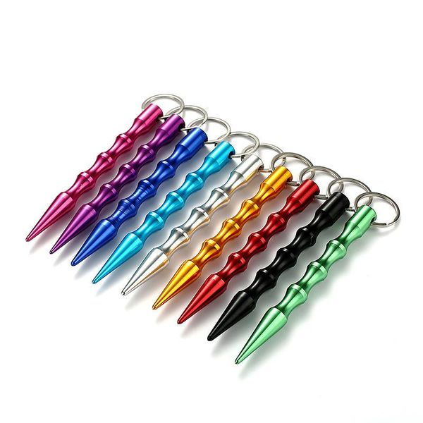 

metal aluminum keychain wolf stick multi function pens outdoor gadgets women's self-defense key chain creative common tools, Black;red