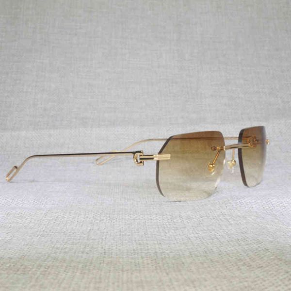 

2022 factory wholesale vintage rimless square sunglasses men oculos new lens shape shadow metal frame clear reading glasses gafas women outd, White;black