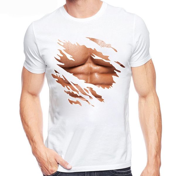 

sport big boobs stomach pack abs print t shirt men s short sleeve summer creative pattern