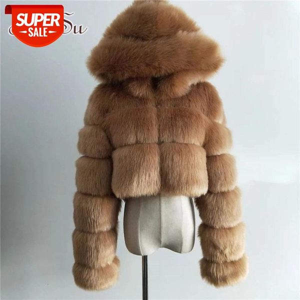 

artsu furry cropped faux fur coars and jackets women fluffy coat with hooded winter fur jacket manteau femme co52012 #z92u, Black;brown