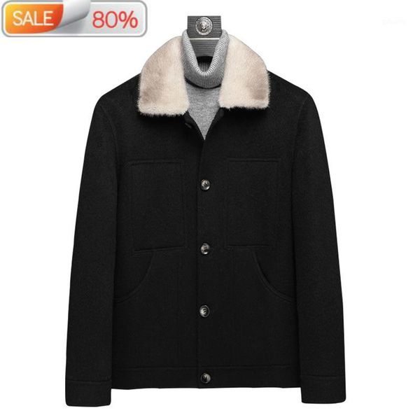 

wool coat men spring autumn alpaca cashmere jacket short mens overcoat collar korean erkek mont 1971b b23a571, Black