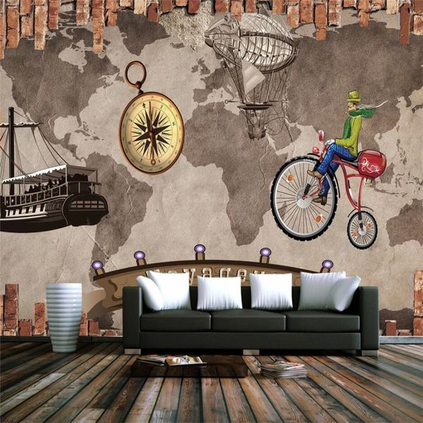 

european retro nostalgic travel around the background mural wallpaper living room bedroom home decor wallpaper 3d