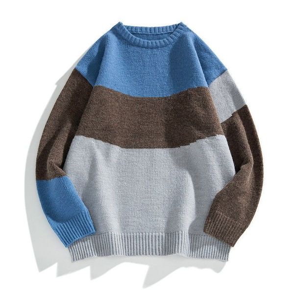 

spring 2021 new thin knit male around the neck outer coat wear blue sweater wrs1, White;black