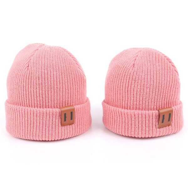 

beanie/skull caps pure color children hats windproof autumn and winter family knitted baby kids warm simple, Blue;gray