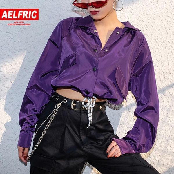 

women's jackets aelfric fashion cropped slim-fit women 2021 spring long sleeve casual short female cargo coats streetwear hip hop1, Black;brown