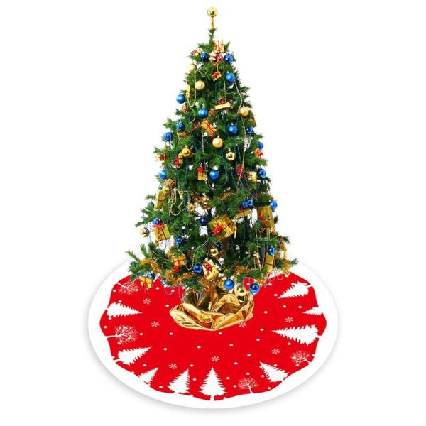 

84cm christmas tree skirt with snowflakes tree pattern beautiful holiday new year christmas decoration for home tool
