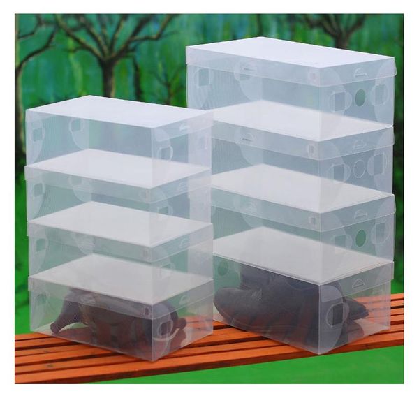 

10pcs children/women/men diy folding shoebox clamshell shoes storage transparent boots organize colored plastic finis sqctry