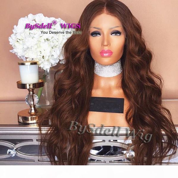 

celebrity hairstyle transparent lace wig synthetic loose body wave natural auburn brown color hair lace front wigs for black white women