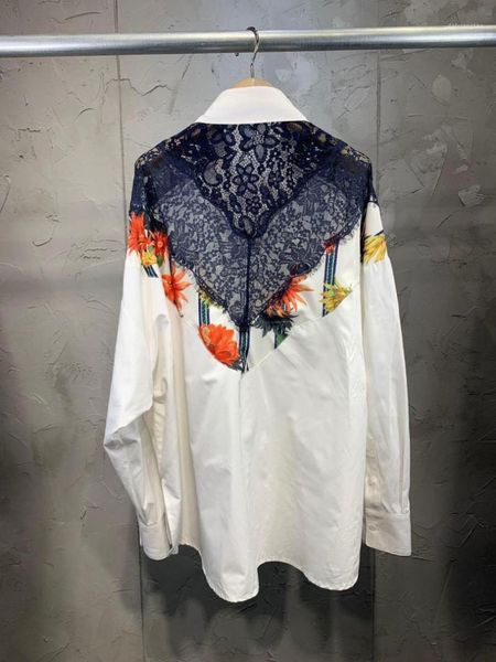 

2019 spring fashion women lace patchwork loose shirt blouse + shorts ddxgz31, White