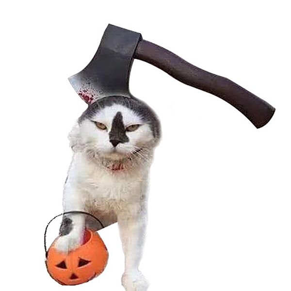 Lustige Haustier Katze Kostüm Halloween Hund Kopfschmuck Weihnachten Axt Kappe Hut für kleine mittelgroße Hunde Mops Tricky Requisiten Zubehör für Katzen S/M 201111