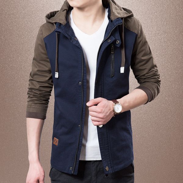

2021 new male casual and khaki jackets spring bomber plus size with hoodie jacket fy204 dv0s, Black;brown
