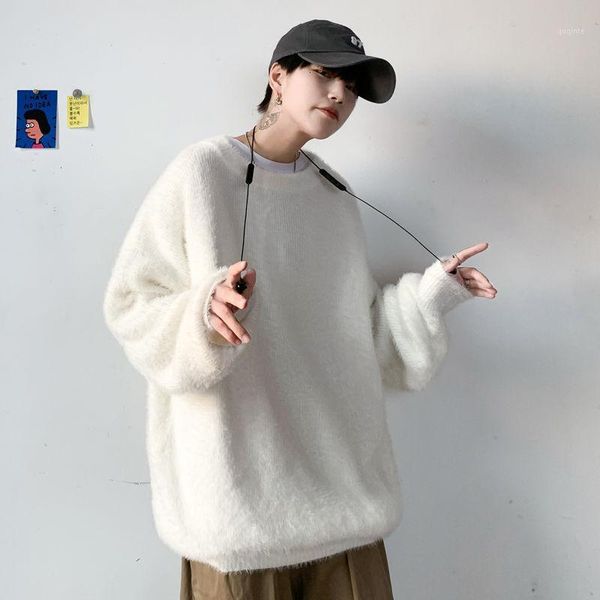 

lamb velvet sweater men's 2020 autumn winter new korean version loose style couples white clothes pull homme, White;black