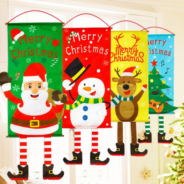 

creative cloth elk santa claus poster flag hanging decoration scene layout