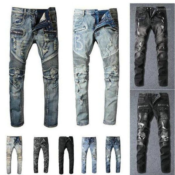 

denim designer buraco jeans de alta qualidade rasgado para homem tamanho 28-38 40 2021 outono inverno mais veludo hip hop punk s1, Blue