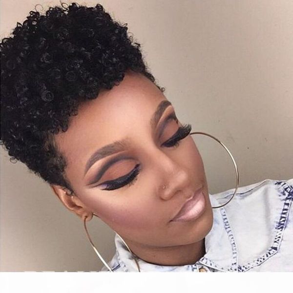

glueless lace front virgin human hair wigs full capless lace wigs afro kinky curly style fashion african american wigs, Black;brown