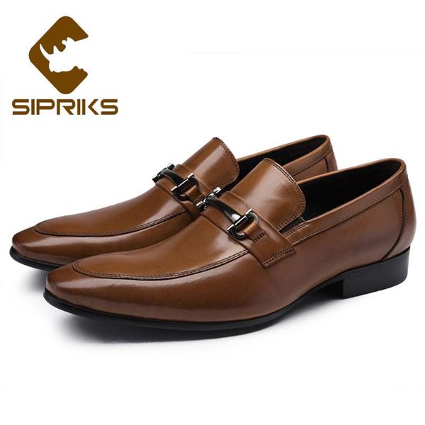 

sipriks mens iders slip on dress shoes spike toe men prom loafers metal gents suits shoes grooms wedding social office flats, Black