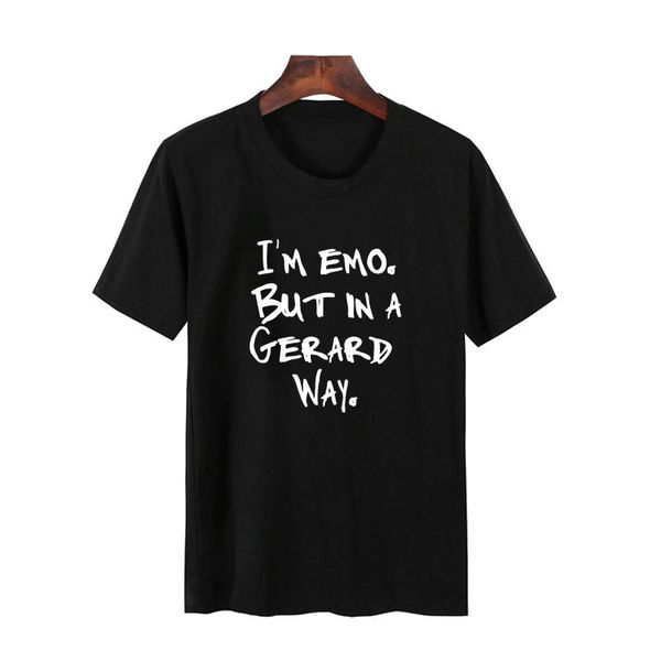 

i' emo but in a gerard way t shirt women harajuku o neck cotton short sleeve summer funny music tee mcr band fan pun, White