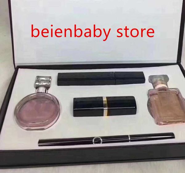 

in stock drop ship parfum set perfume kit makeup set mascara eyeliner lipstick 30ml perfumes 5 in 1 cosmetics set for women ship