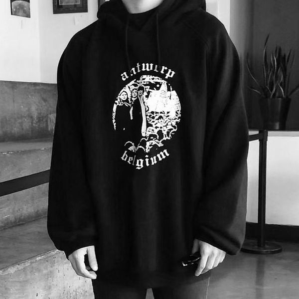 

raf simons antwerp hoodie kanye west casual hooded sweatshirts sweaters cotton hoody jumpers men women hip hop streetwear mg200299, Black