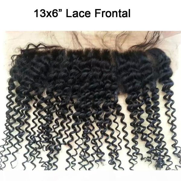 

brazilian human hair frontal 13x4 bleached knots kinky curly full lace frontal pieces lace closure for sale, Black;brown