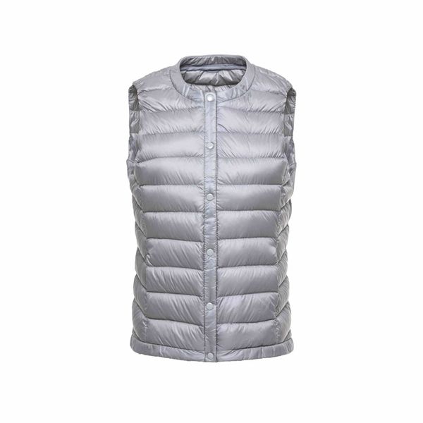 

2021 new ultra light down vest women portable single breasted lightweigt sleeveless winter warm round collar waistcoat btae, Black;white