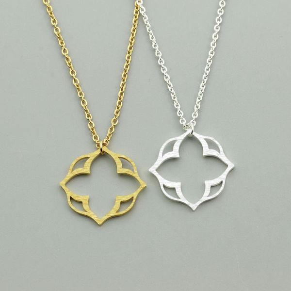 

2020 stainless steel lotus clover necklace minimailsm jewelry gold mandala layering chokers luck flower colar, Silver