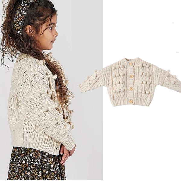

winter clothing autumn ins 2020 children's new windweight handmade popcorn ball sweater coat, Blue
