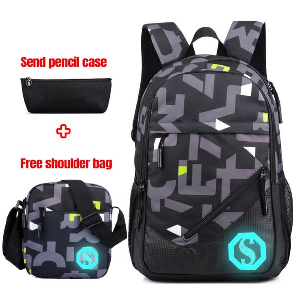 

3pcs/sets men fashion graffiti backpack teenage school bags girls boys anti-theft lapbackpack male camping travel bag c0122